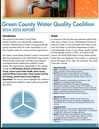 Green County Water Quality Coalition 2024-2025 Report picture of cover page 