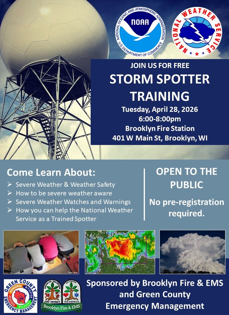 Green County Storm Spotter Training flyer